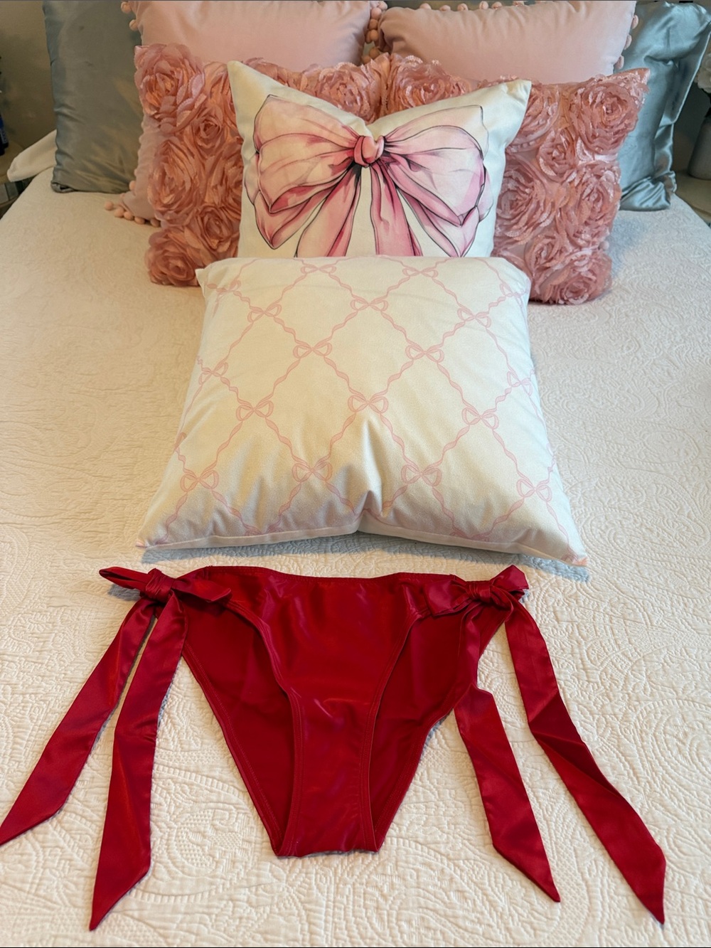 Victoria's Secret Red Satin Tie-Side Bikini Panty